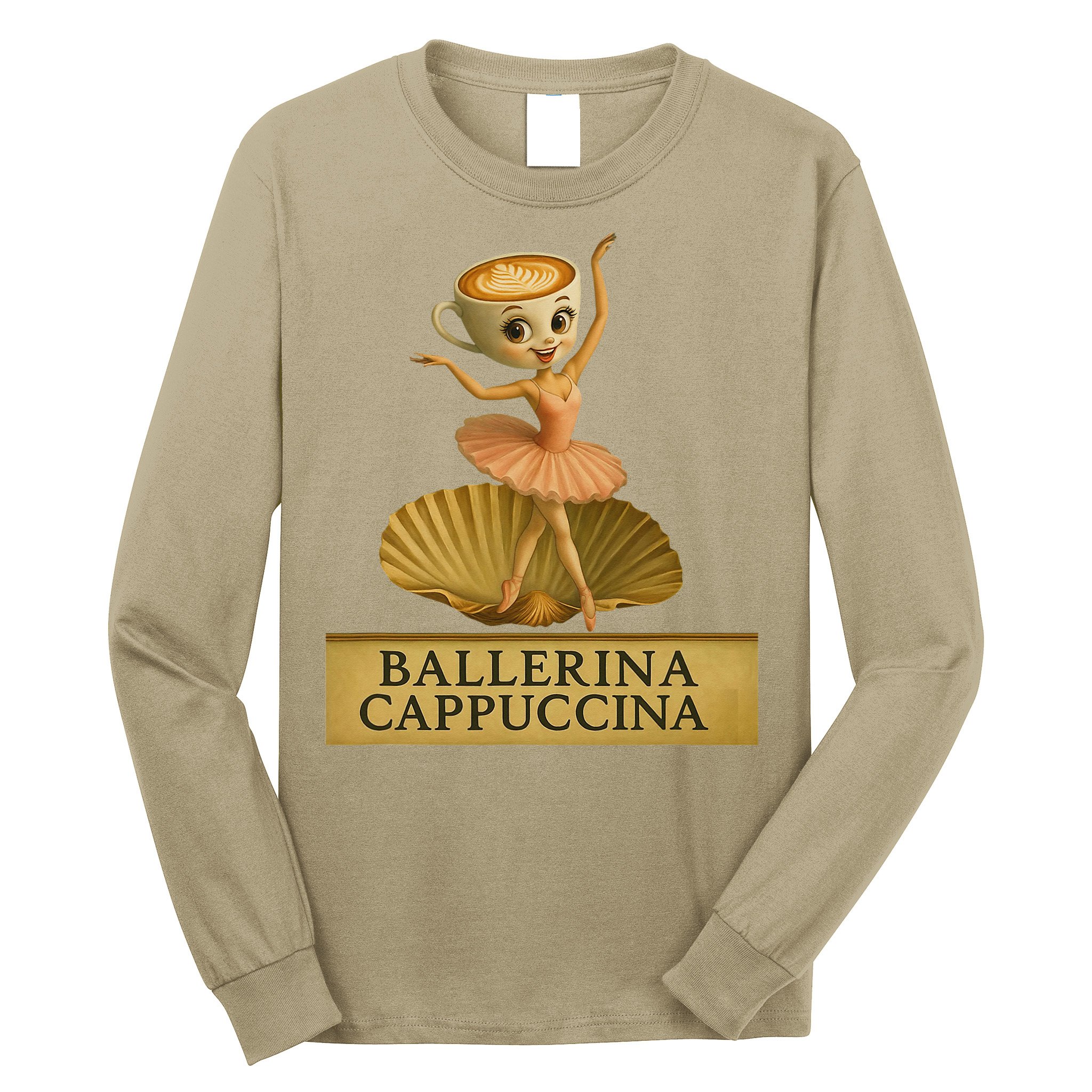 Ballerina Cappuccina Italian Brainrot Meme Ballerina Long Sleeve Shirt
