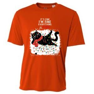 Black Cat ItS Fine IM Fine Everything Is Fine Christmas Gift Cooling Performance Crew T-Shirt