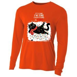 Black Cat ItS Fine IM Fine Everything Is Fine Christmas Gift Cooling Performance Long Sleeve Crew