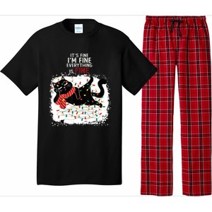 Black Cat ItS Fine IM Fine Everything Is Fine Christmas Gift Pajama Set