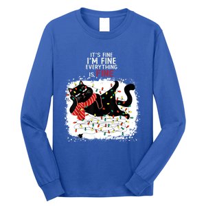 Black Cat ItS Fine IM Fine Everything Is Fine Christmas Gift Long Sleeve Shirt