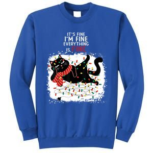 Black Cat ItS Fine IM Fine Everything Is Fine Christmas Gift Sweatshirt