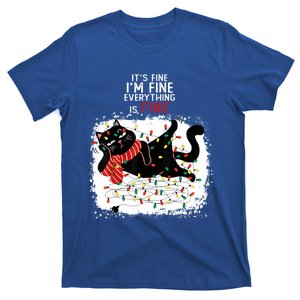 Black Cat ItS Fine IM Fine Everything Is Fine Christmas Gift T-Shirt