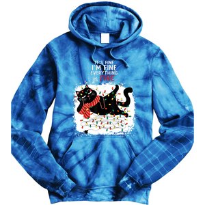 Black Cat ItS Fine IM Fine Everything Is Fine Christmas Gift Tie Dye Hoodie