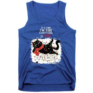 Black Cat ItS Fine IM Fine Everything Is Fine Christmas Gift Tank Top