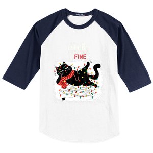 Black Cat ItS Fine IM Fine Everything Is Fine Christmas Gift Baseball Sleeve Shirt