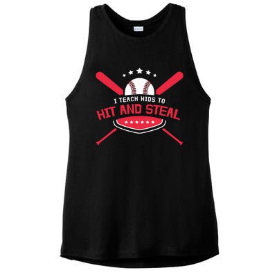 Baseball Coach I Teach To Hit And Steal Ladies PosiCharge Tri-Blend Wicking Tank