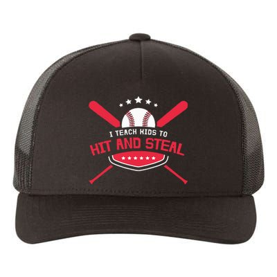 Baseball Coach I Teach To Hit And Steal Yupoong Adult 5-Panel Trucker Hat