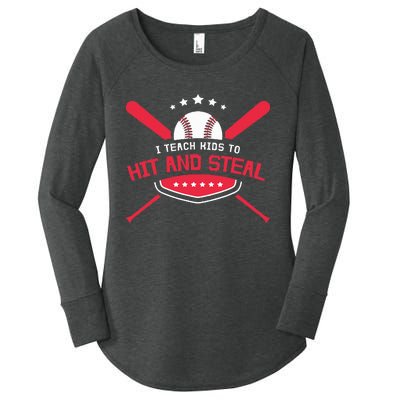 Baseball Coach I Teach To Hit And Steal Women's Perfect Tri Tunic Long Sleeve Shirt