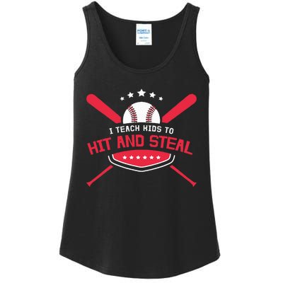 Baseball Coach I Teach To Hit And Steal Ladies Essential Tank