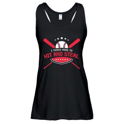 Baseball Coach I Teach To Hit And Steal Ladies Essential Flowy Tank