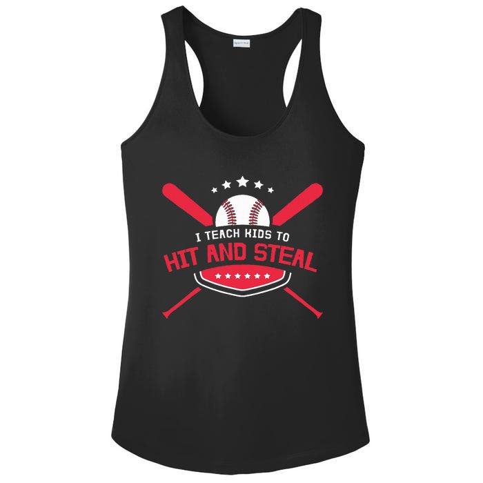 Baseball Coach I Teach To Hit And Steal Ladies PosiCharge Competitor Racerback Tank