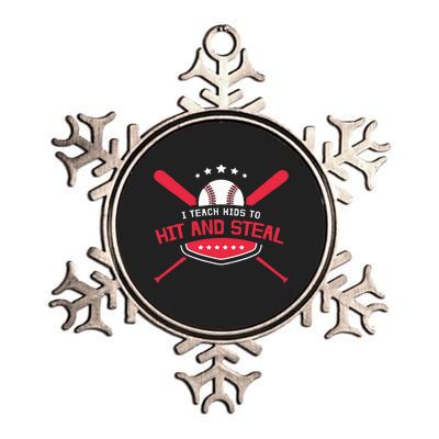 Baseball Coach I Teach To Hit And Steal Metallic Star Ornament