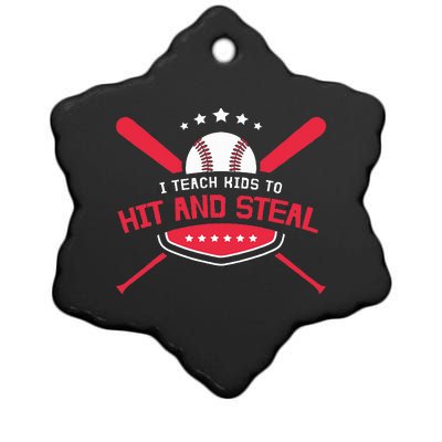 Baseball Coach I Teach To Hit And Steal Ceramic Star Ornament