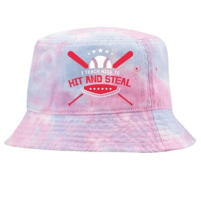 Baseball Coach I Teach To Hit And Steal Tie-Dyed Bucket Hat