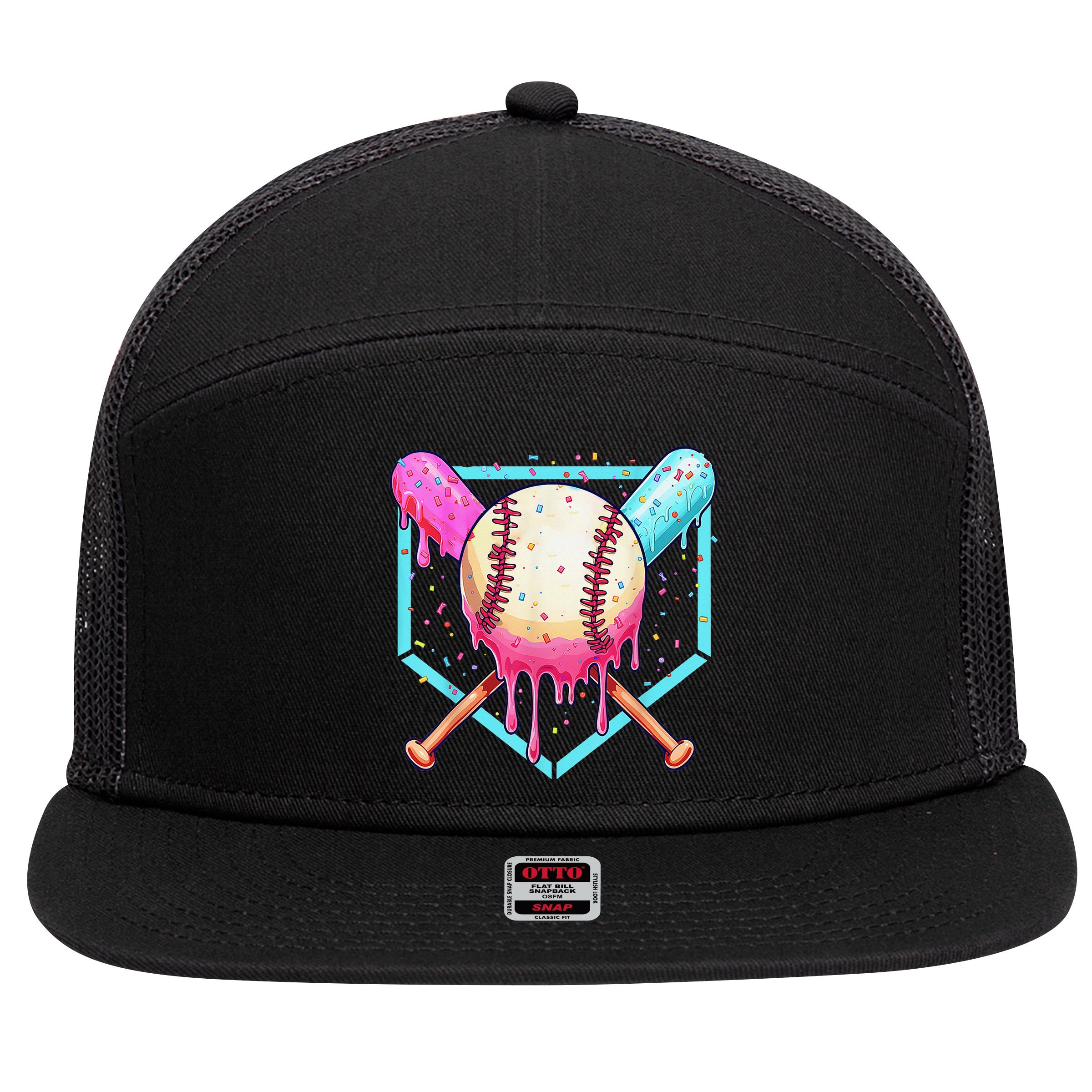 Baseball Cuteping Ice Cream Cute Baseball Season Gift 7 Panel Mesh Trucker Snapback Hat