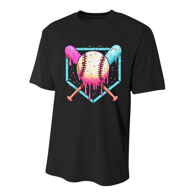 Baseball Cuteping Ice Cream Cute Baseball Season Gift Youth Performance Sprint T-Shirt