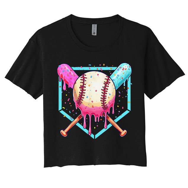 Baseball Cuteping Ice Cream Cute Baseball Season Gift Crop Top