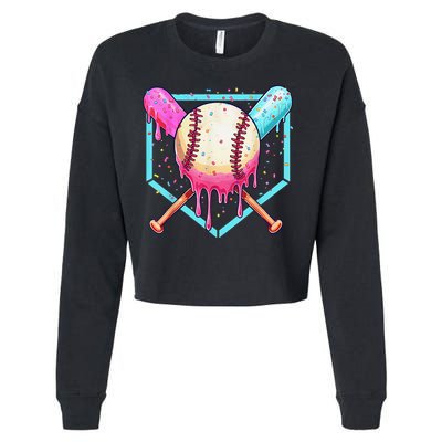 Baseball Cuteping Ice Cream Cute Baseball Season Gift Cropped Pullover Crew