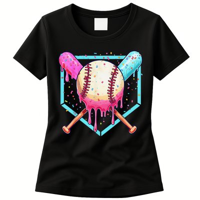 Baseball Cuteping Ice Cream Cute Baseball Season Gift Womens T-Shirt