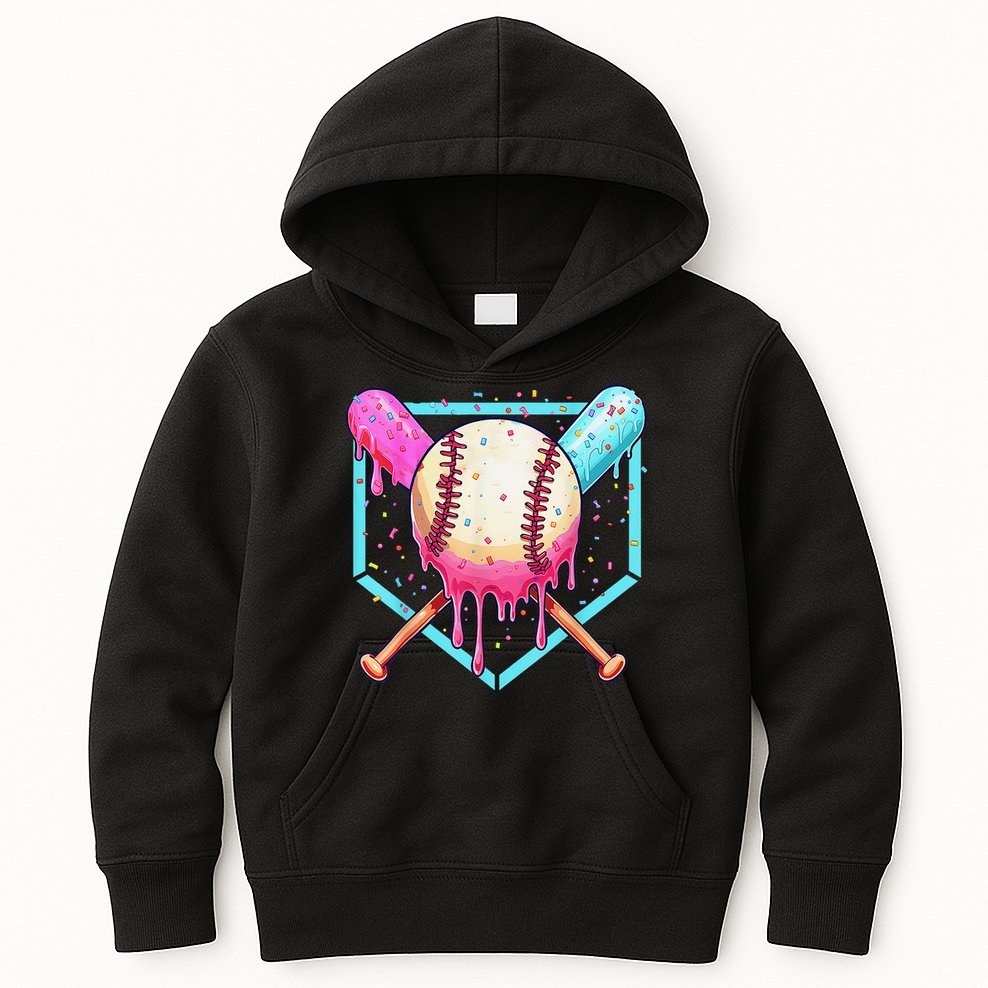 Baseball Cuteping Ice Cream Cute Baseball Season Gift Kids Hoodie