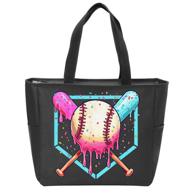 Baseball Cuteping Ice Cream Cute Baseball Season Gift Zip Tote Bag
