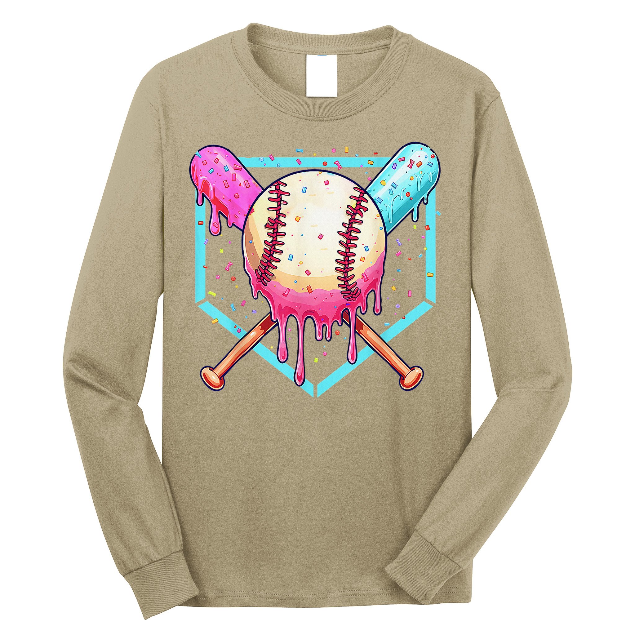 Baseball Cuteping Ice Cream Cute Baseball Season Gift Long Sleeve Shirt