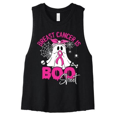 Breast Cancer Is Ghost Sheet Breast Cancer Awareness Women's Racerback Cropped Tank