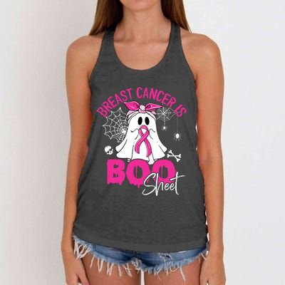 Breast Cancer Is Ghost Sheet Breast Cancer Awareness Women's Knotted Racerback Tank