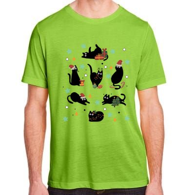 Black Cat In Christmas Santa Elf Hat Holiday Cat Lover Gift Adult ChromaSoft Performance T-Shirt