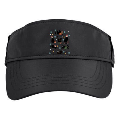 Black Cat In Christmas Santa Elf Hat Holiday Cat Lover Gift Adult Drive Performance Visor
