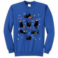 Black Cat In Christmas Santa Elf Hat Holiday Cat Lover Gift Sweatshirt