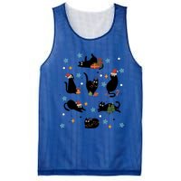 Black Cat In Christmas Santa Elf Hat Holiday Cat Lover Gift Mesh Reversible Basketball Jersey Tank