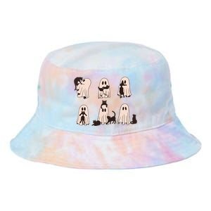 Black Cats In Ghost Costume Cute Ghost Cat Halloween Tie Dye Newport Bucket Hat