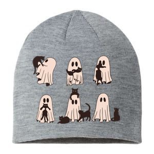 Black Cats In Ghost Costume Cute Ghost Cat Halloween Sustainable Beanie