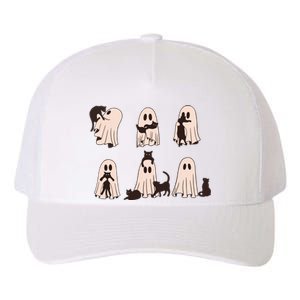 Black Cats In Ghost Costume Cute Ghost Cat Halloween Yupoong Adult 5-Panel Trucker Hat