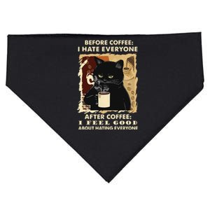 Before Coffee I Hate Everyone After Coffee Black Cat Drink USA-Made Doggie Bandana