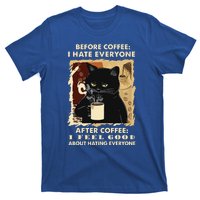 Before Coffee I Hate Everyone After Coffee Black Cat Drink T-Shirt