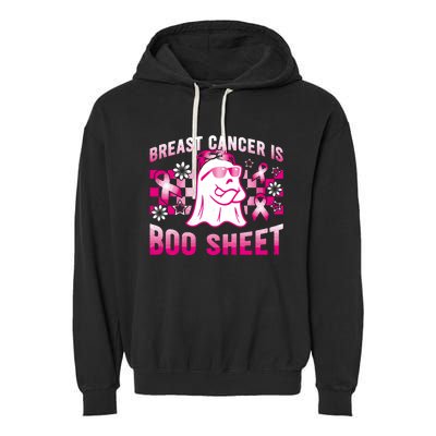 Breast Cancer Is Boo Sheet Halloween Breast Cancer Awareness Garment-Dyed Fleece Hoodie