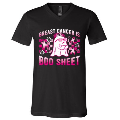 Breast Cancer Is Boo Sheet Halloween Breast Cancer Awareness V-Neck T-Shirt