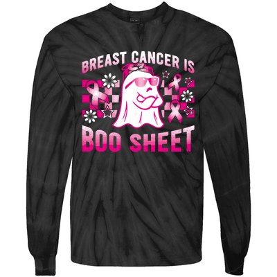 Breast Cancer Is Boo Sheet Halloween Breast Cancer Awareness Tie-Dye Long Sleeve Shirt