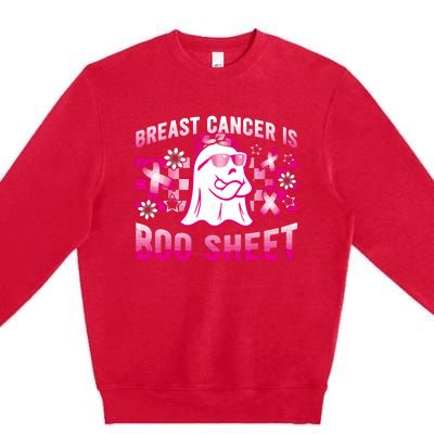 Breast Cancer Is Boo Sheet Halloween Breast Cancer Awareness Premium Crewneck Sweatshirt