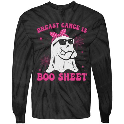 Breast Cancer Is Boo Sheet Halloween Breast Cancer Awareness Tie-Dye Long Sleeve Shirt