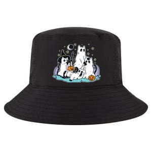 Black Cats In Ghost Costume Cute Women And Halloween Cool Comfort Performance Bucket Hat