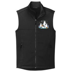 Black Cats In Ghost Costume Cute Women And Halloween Collective Smooth Fleece Vest