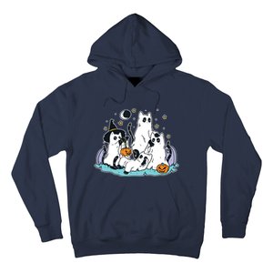 Black Cats In Ghost Costume Cute Women And Halloween Hoodie