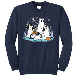 Black Cats In Ghost Costume Cute Women And Halloween Sweatshirt