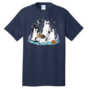 Black Cats In Ghost Costume Cute Women And Halloween Tall T-Shirt