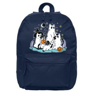 Black Cats In Ghost Costume Cute Women And Halloween 16 in Basic Backpack