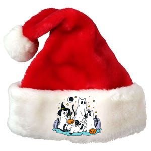 Black Cats In Ghost Costume Cute Women And Halloween Premium Christmas Santa Hat